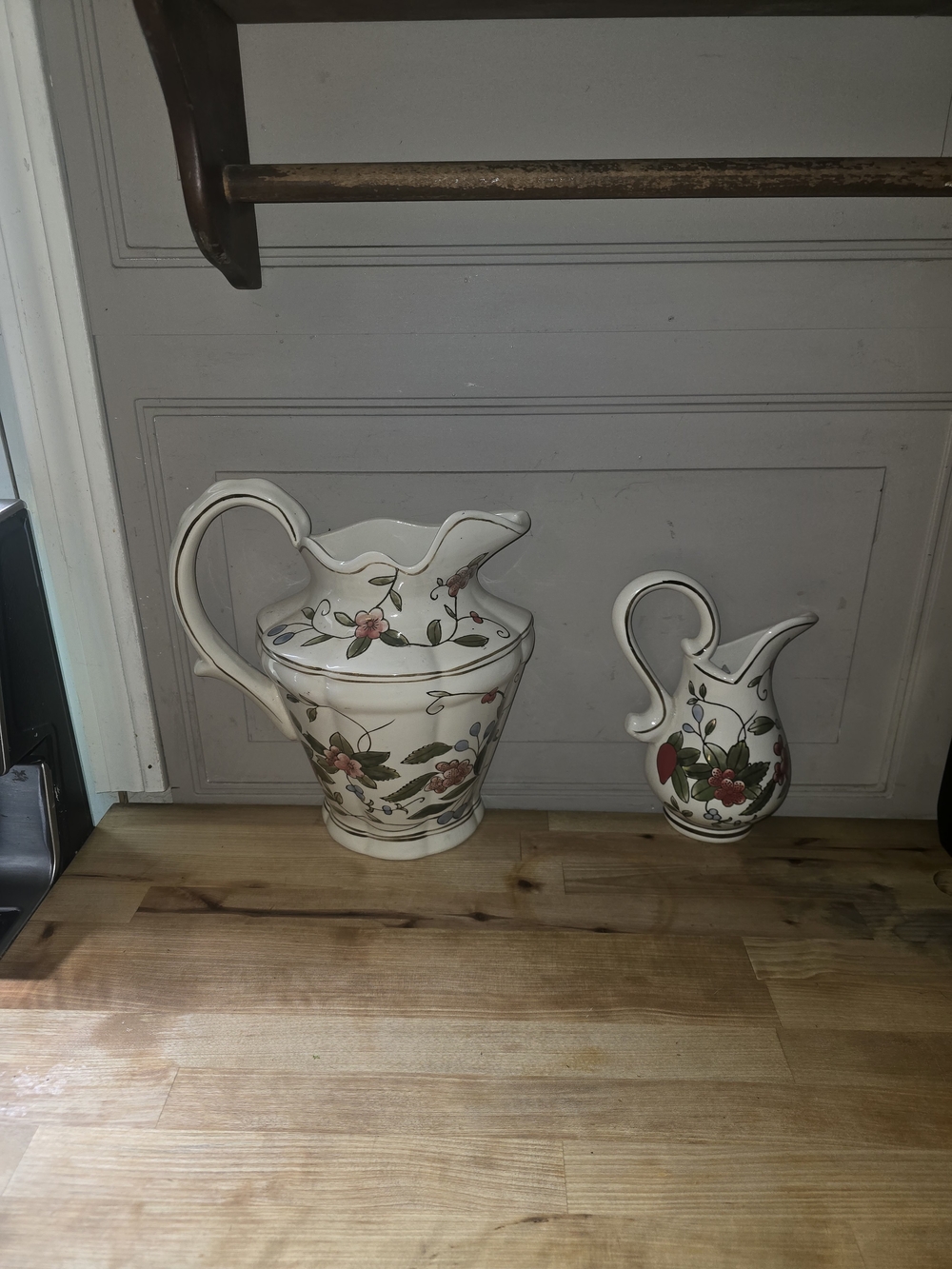 2 Vintage Porcelain Pitcher Wall Pocket Planters